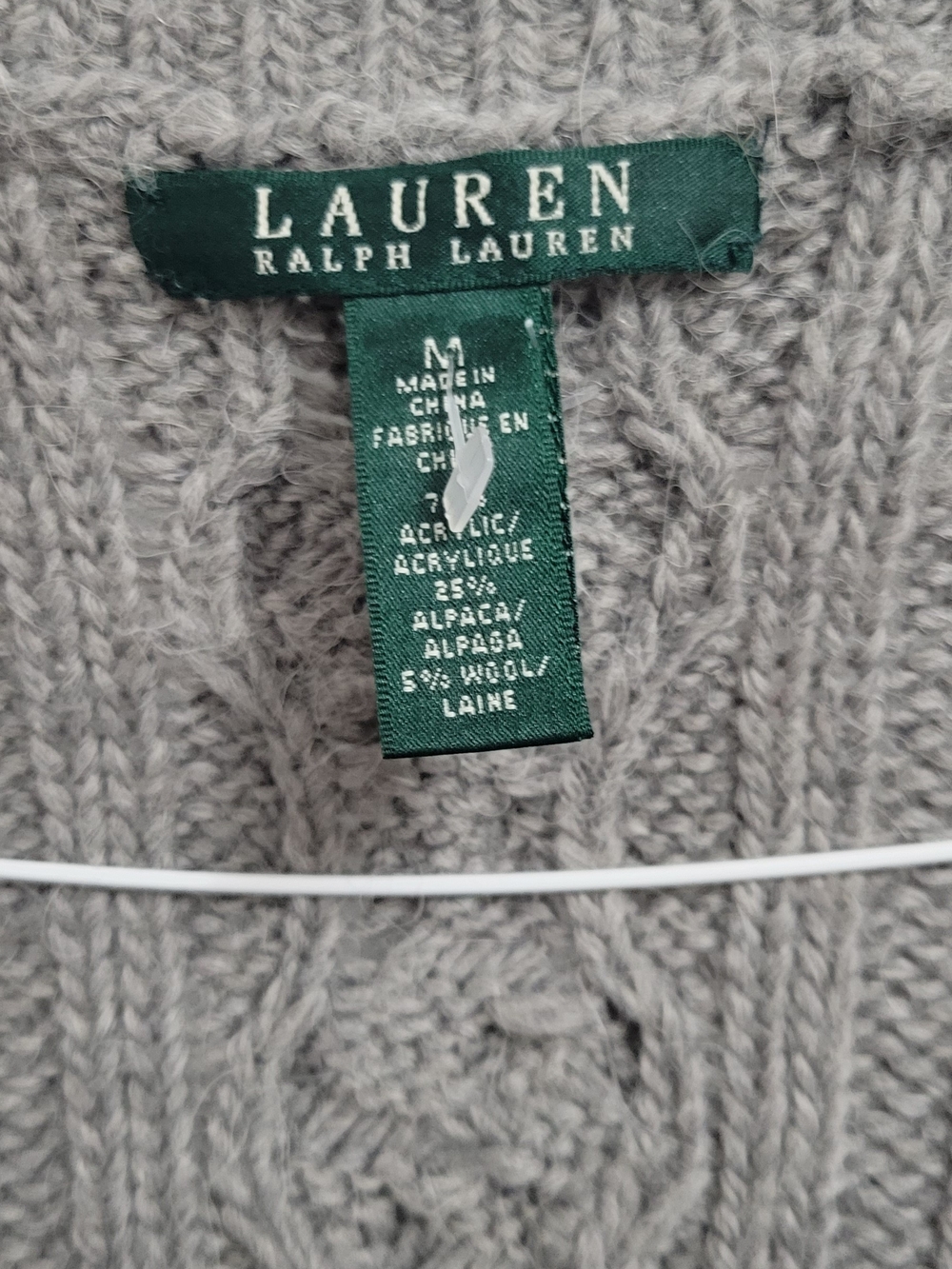 Lauren Ralph Lauren Gray Cable-Knit Crew Sweater